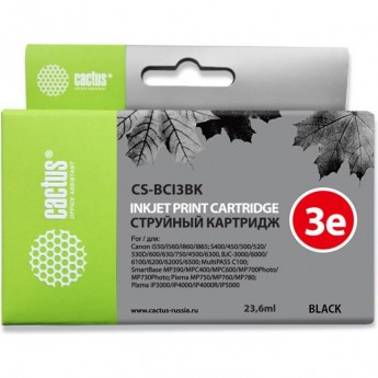 Струйный картридж CACTUS CS-BCI3BK (BCI-3Bk) для Canon BJ i550, i560, i6500, i850, S400, S450, S500, S520, S530, S600, S630, S750, BJC 3000, 6000, 6100, 6200, Pixma iP3000, iP4000, iP5000, MP760, SmartBase MP700, MPC400, черный, 23,6 мл Струйный картридж CACTUS CS-BCI3BK (BCI-3Bk) для Canon BJ i550, i560, i6500, i850, S400, S450, S500, S520, S530, S600, S630, S750, BJC 3000, 6000, 6100, 6200, Pixma iP3000, iP4000, iP5000, MP760, SmartBase MP700, MPC400, черный, 23,6 мл