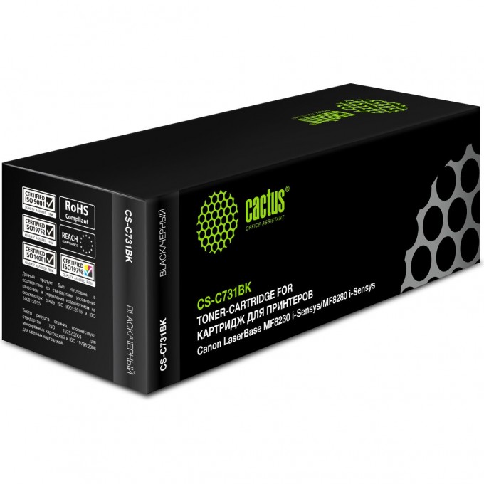 Лазерный картридж CACTUS (Cartridge 731) для Canon LBP 7100 i-Sensys, 7100cn i-Sensys, 7110 i-Sensys, 7110cw i-Sensys; MF623cn i-Sensys, 628cw i-Sensys, 8230 i-Sensys, 8230cn i-Sensys, 8280 i-Sensys, черный, 1 600 стр. CS-C731BK Лазерный картридж CACTUS (Cartridge 731) для Canon LBP 7100 i-Sensys, 7100cn i-Sensys, 7110 i-Sensys, 7110cw i-Sensys; MF623cn i-Sensys, 628cw i-Sensys, 8230 i-Sensys, 8230cn i-Sensys, 8280 i-Sensys, черный, 1 600 стр. CS-C731BK