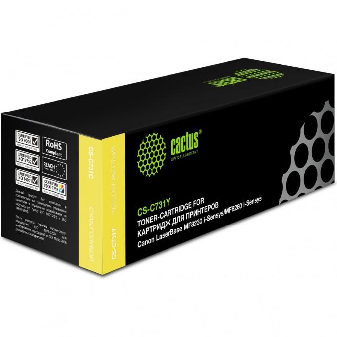 Лазерный картридж CACTUS (Cartridge 731) для Canon LBP 7100 i-Sensys, 7100cn i-Sensys, 7110 i-Sensys, 7110cw i-Sensys; MF623cn i-Sensys, 628cw i-Sensys, 8230 i-Sensys, 8230cn i-Sensys, 8280 i-Sensys, желтый, 1 800 стр. CS-C731Y Лазерный картридж CACTUS (Cartridge 731) для Canon LBP 7100 i-Sensys, 7100cn i-Sensys, 7110 i-Sensys, 7110cw i-Sensys; MF623cn i-Sensys, 628cw i-Sensys, 8230 i-Sensys, 8230cn i-Sensys, 8280 i-Sensys, желтый, 1 800 стр. CS-C731Y