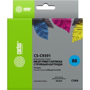 Струйный картридж CACTUS CS-C9391 (HP 88XL) для HP OfficeJet K5300 Pro, K5400 Pro, K550 Pro, K8600 Pro, L7400 Pro, L7480 Pro, L7500 Pro, L7580 Pro, L7590 Pro, L7680 Pro, L7780 Pro, увеличенной емкости, голубой, 29 мл Струйный картридж CACTUS CS-C9391 (HP 88XL) для HP OfficeJet K5300 Pro, K5400 Pro, K550 Pro, K8600 Pro, L7400 Pro, L7480 Pro, L7500 Pro, L7580 Pro, L7590 Pro, L7680 Pro, L7780 Pro, увеличенной емкости, голубой, 29 мл