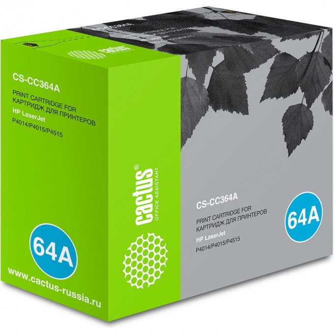 Лазерный картридж CACTUS (HP 64A) для HP LaserJet P4010, P4014, P4014dn (CB512A), P4014n, P4015, P4015dn, P4015n, P4015tn, P4015x, P4510, P4515, P4515n, P4515tn, P4515x, P4515xm, черный, 10 000 стр. CS-CC364A Лазерный картридж CACTUS (HP 64A) для HP LaserJet P4010, P4014, P4014dn (CB512A), P4014n, P4015, P4015dn, P4015n, P4015tn, P4015x, P4510, P4515, P4515n, P4515tn, P4515x, P4515xm, черный, 10 000 стр. CS-CC364A