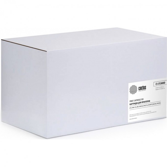 Лазерный картридж CACTUS (HP 80X) для HP LaserJet M401 Pro 400, M401a, M401d Pro 400, M401dn, M401dne (CF399A), M401dw, M401n, M425 Pro 400 MFP, M425dn, M425dw, черный, увеличенной емкости, 6 900 стр., 2 шт. CS-CF280XD Лазерный картридж CACTUS (HP 80X) для HP LaserJet M401 Pro 400, M401a, M401d Pro 400, M401dn, M401dne (CF399A), M401dw, M401n, M425 Pro 400 MFP, M425dn, M425dw, черный, увеличенной емкости, 6 900 стр., 2 шт. CS-CF280XD