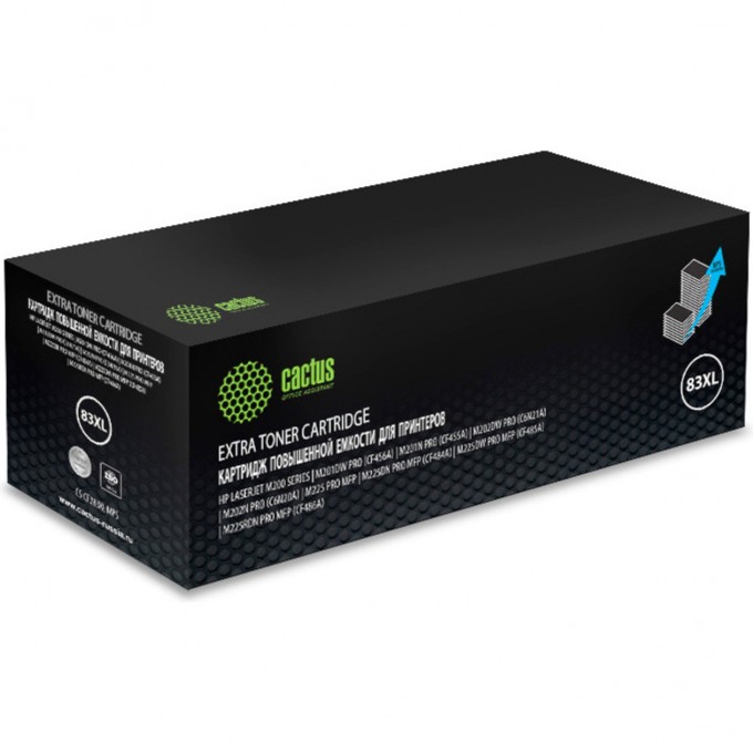 Лазерный картридж CACTUS (HP 83X) для HP LaserJet M200 series, M201dw Pro, M201n Pro, M202dw Pro, M225 Pro MFP, M225dn Pro MFP, M225dw Pro MFP, M225rdn Pro MFP, черный, увеличенной емкости, 3 000 стр. CS-CF283XL-MPS Лазерный картридж CACTUS (HP 83X) для HP LaserJet M200 series, M201dw Pro, M201n Pro, M202dw Pro, M225 Pro MFP, M225dn Pro MFP, M225dw Pro MFP, M225rdn Pro MFP, черный, увеличенной емкости, 3 000 стр. CS-CF283XL-MPS
