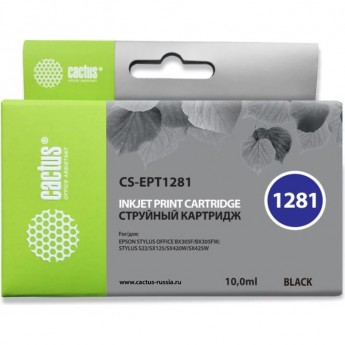 Струйный картридж CACTUS CS-EPT1281 (T1281) для Epson Stylus Office BX305; Epson Stylus S22, S125, SX125, SX130, SX230, SX235, SX235w, SX420, SX420w, SX425, SX430, SX430w, SX435, SX438, SX438w, SX440, SX445we, черный, 10 мл Струйный картридж CACTUS CS-EPT1281 (T1281) для Epson Stylus Office BX305; Epson Stylus S22, S125, SX125, SX130, SX230, SX235, SX235w, SX420, SX420w, SX425, SX430, SX430w, SX435, SX438, SX438w, SX440, SX445we, черный, 10 мл