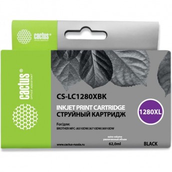 Струйный картридж CACTUS CS-LC1280XBK (LC1280XL-BK) для принтеров Brother MFC J5910dw, MFC J6510, MFC J6510dw, MFC J6710, MFC J6710d, MFC J6710dw, MFC J6910, MFC J6910dw, увеличенной емкости, черный, 62 мл Струйный картридж CACTUS CS-LC1280XBK (LC1280XL-BK) для принтеров Brother MFC J5910dw, MFC J6510, MFC J6510dw, MFC J6710, MFC J6710d, MFC J6710dw, MFC J6910, MFC J6910dw, увеличенной емкости, черный, 62 мл
