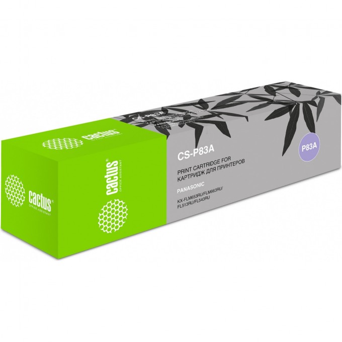 Лазерный картридж CACTUS (KX-FA83A) для принтеров Panasonic KX FL511, FL511ru, FL512, FL513, FL513ru, FL540, FL540ru, FL541, FL543, FL543ru, FL611, FL611ru, FL612, FLM651, FLM652, FLM653ru, FLM663ru, черный, 2 500 стр. CS-P83A