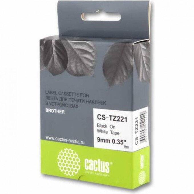 Лента CACTUS (TZE-221) для принтеров Brother P-touch 18R, PT 1005F, PT 1010, PT 1090, PT 1230PC, PT 1260VP, PT 1280, PT 1830VP, PT 2030VP, PT 2420PC, PT 2430PC, PT 2460, PT 2470, PT 2480, PT 2700vp, PT 2730vp, PT 3600, черный, 9 мм x 8 м CS-TZ221 Лента CACTUS (TZE-221) для принтеров Brother P-touch 18R, PT 1005F, PT 1010, PT 1090, PT 1230PC, PT 1260VP, PT 1280, PT 1830VP, PT 2030VP, PT 2420PC, PT 2430PC, PT 2460, PT 2470, PT 2480, PT 2700vp, PT 2730vp, PT 3600, черный, 9 мм x 8 м CS-TZ221