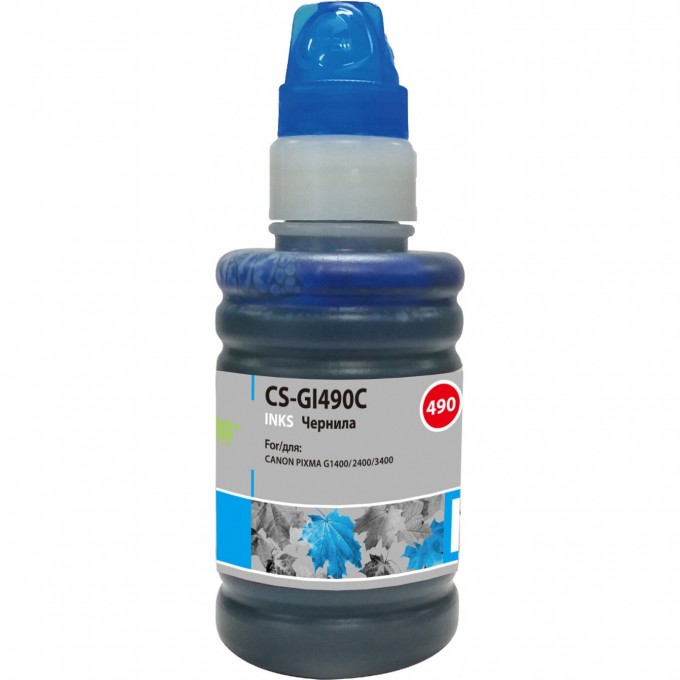 Чернила CACTUS для Canon Pixma G1400, G2400, G3400, голубой, 100 мл CS-GI490C Чернила CACTUS для Canon Pixma G1400, G2400, G3400, голубой, 100 мл CS-GI490C
