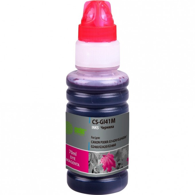 Чернила CACTUS для Canon Pixma G1420, G2420, G2460, G3420, G3460, пурпурный, 70 мл CS-GI41M Чернила CACTUS для Canon Pixma G1420, G2420, G2460, G3420, G3460, пурпурный, 70 мл CS-GI41M