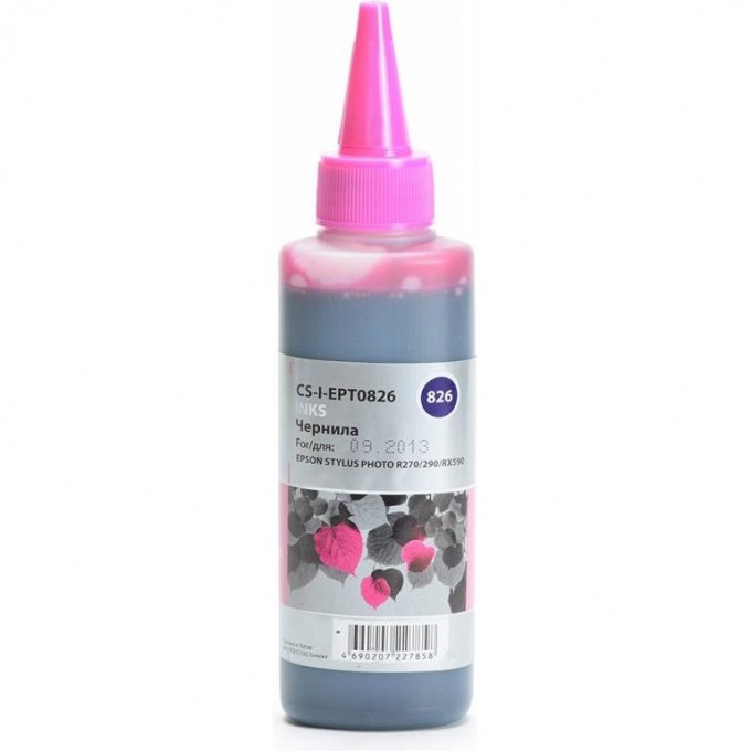 Чернила CACTUS для Epson Stylus Photo R270, 290, RX590, светло-пурпурный, 100 мл CS-I-EPT0826 Чернила CACTUS для Epson Stylus Photo R270, 290, RX590, светло-пурпурный, 100 мл CS-I-EPT0826