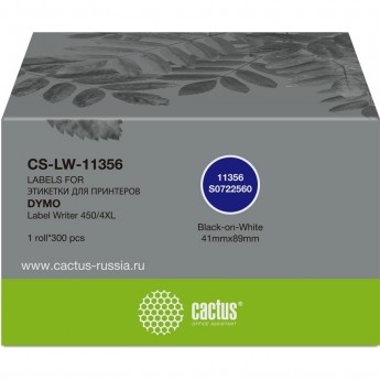 Этикетки CACTUS CS-LW-11356 DYMO LABEL WRITER 450/4XL 89x41мм черный белый 300шт