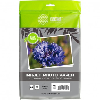 Фотобумага CACTUS CS-MA410050ED, формат A4, 100г/м2, белая Фотобумага CACTUS CS-MA410050ED, формат A4, 100г/м2, белая