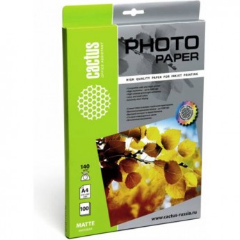 Фотобумага CACTUS CS-MA4140100, формат A4, 140г/м2, белая Фотобумага CACTUS CS-MA4140100, формат A4, 140г/м2, белая