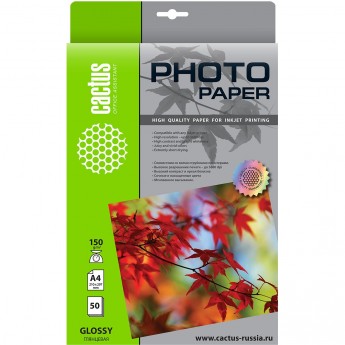 Фотобумага CACTUS CS-GA415050, формат A4, 150г/м2, белая Фотобумага CACTUS CS-GA415050, формат A4, 150г/м2, белая