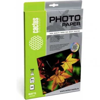 Фотобумага CACTUS CS-MA419050, формат A4, 190г/м2, белая Фотобумага CACTUS CS-MA419050, формат A4, 190г/м2, белая