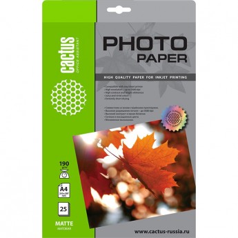 Фотобумага CACTUS CS-MA419025, формат A4, 190г/м2 Фотобумага CACTUS CS-MA419025, формат A4, 190г/м2