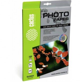 Фотобумага CACTUS CS-GA423020, формат A4, 230г/м2, белая Фотобумага CACTUS CS-GA423020, формат A4, 230г/м2, белая