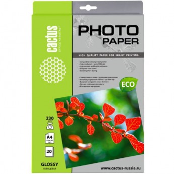 Фотобумага CACTUS CS-GA423020E, формат A4, 230г/м2, белая Фотобумага CACTUS CS-GA423020E, формат A4, 230г/м2, белая