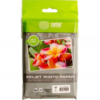 Фотобумага CACTUS CS-GA618050ED, формат A6, 180г/м2, белая Фотобумага CACTUS CS-GA618050ED, формат A6, 180г/м2, белая