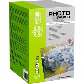Фотобумага CACTUS CS-MA6180500, формат A6, 180г/м2, белый Фотобумага CACTUS CS-MA6180500, формат A6, 180г/м2, белый