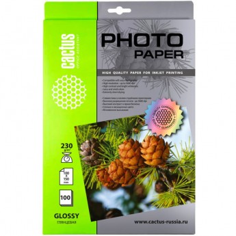 Фотобумага CACTUS CS-GA6230100, формат А6, 230г/м2, белая Фотобумага CACTUS CS-GA6230100, формат А6, 230г/м2, белая