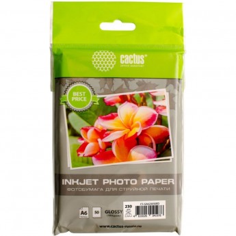 Фотобумага CACTUS CS-GA623050ED, формат А6, 230г/м2, белая Фотобумага CACTUS CS-GA623050ED, формат А6, 230г/м2, белая