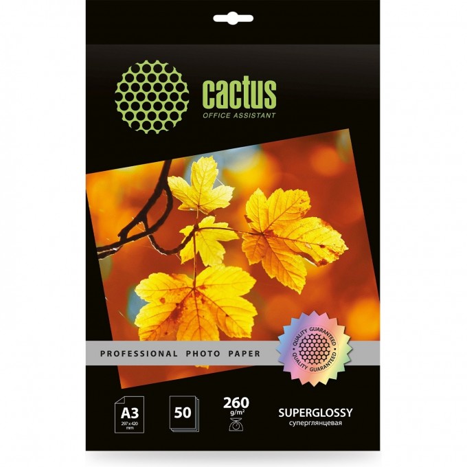 Фотобумага CACTUS PROF A3 260г/м2 белая глянцевая для струйной печати 50л cs-hga326050 Фотобумага CACTUS PROF A3 260г/м2 белая глянцевая для струйной печати 50л cs-hga326050