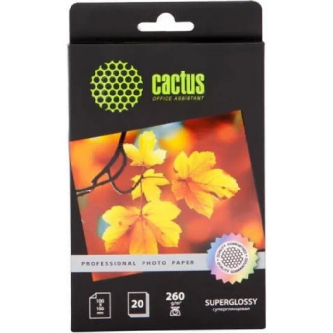 Фотобумага глянцевая CACTUS Prof , формат 10x15, 260г/м2 CS-HGA626020 Фотобумага глянцевая CACTUS Prof , формат 10x15, 260г/м2 CS-HGA626020