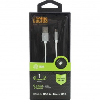 Кабель CACTUS CS-USB.A.USB.MIICRO-1 USB Type-C (m)-micro USB (m) 1м белый блистер