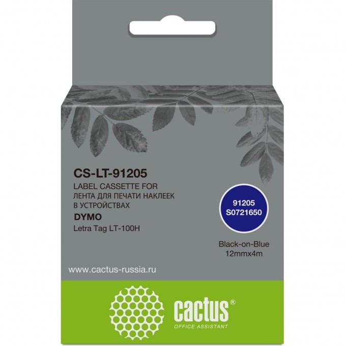 Картридж ленточный CACTUS (91205) черный/синий для Dymo Letra Tag LT-100H cs-lt-91205 Картридж ленточный CACTUS (91205) черный/синий для Dymo Letra Tag LT-100H cs-lt-91205