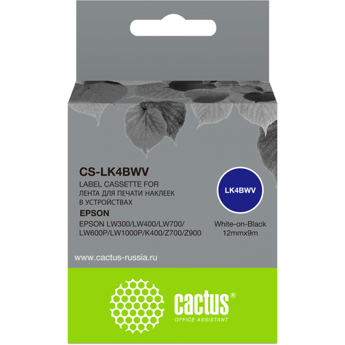 Картридж ленточный CACTUS черный для Epson LW300, LW400, LW700, LW600P, LW1000P, K400, Z700, Z900 cs-lk4bwv Картридж ленточный CACTUS черный для Epson LW300, LW400, LW700, LW600P, LW1000P, K400, Z700, Z900 cs-lk4bwv