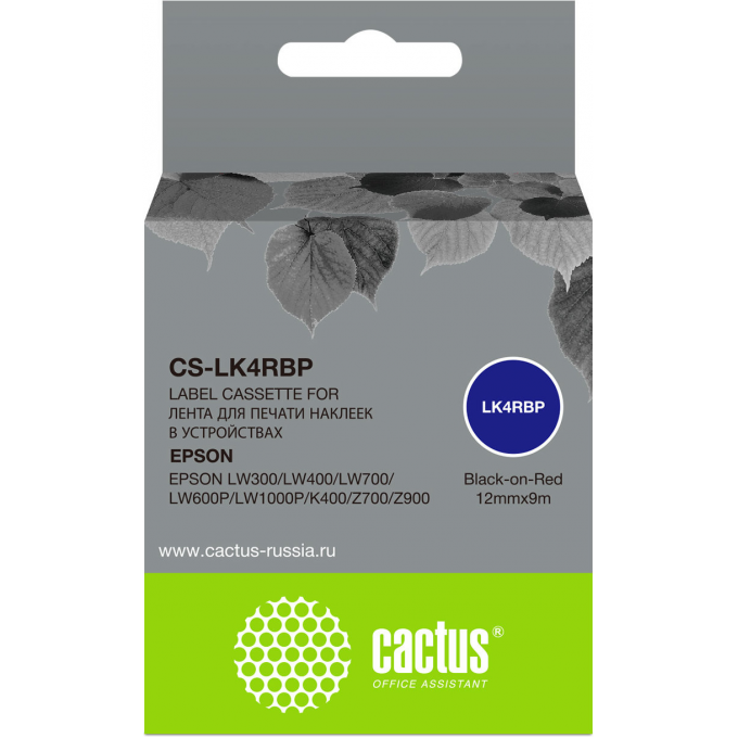 Картридж ленточный Cactus черный для Epson LW300, LW400, LW700, LW600P, LW1000P, K400, Z700, Z900 cs-lk4rbp Картридж ленточный Cactus черный для Epson LW300, LW400, LW700, LW600P, LW1000P, K400, Z700, Z900 cs-lk4rbp
