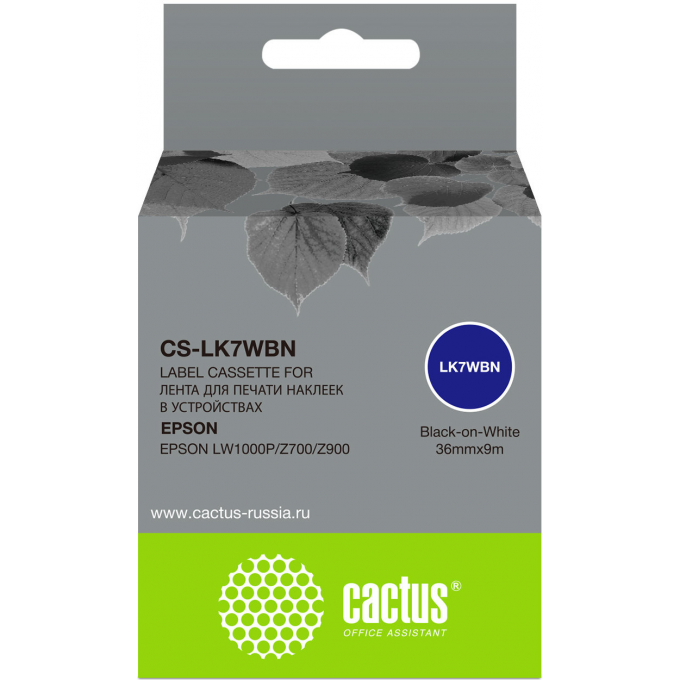 Картридж ленточный CACTUS для Epson LW1000P, Z700, Z900, черный cs-lk7wbn Картридж ленточный CACTUS для Epson LW1000P, Z700, Z900, черный cs-lk7wbn