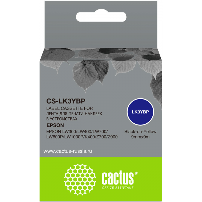 Картридж ленточный CACTUS для Epson LW300, LW400, LW700, LW600P, LW1000P, K400, Z700, Z900, черный cs-lk3ybp Картридж ленточный CACTUS для Epson LW300, LW400, LW700, LW600P, LW1000P, K400, Z700, Z900, черный cs-lk3ybp