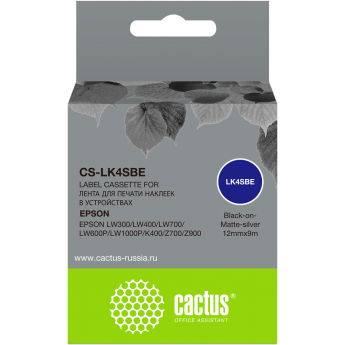 Картридж ленточный CACTUS CS-LK4SBE для Epson LW300, LW400, LW700, LW600P, LW1000P, K400, Z700, Z900, черный Картридж ленточный CACTUS CS-LK4SBE для Epson LW300, LW400, LW700, LW600P, LW1000P, K400, Z700, Z900, черный