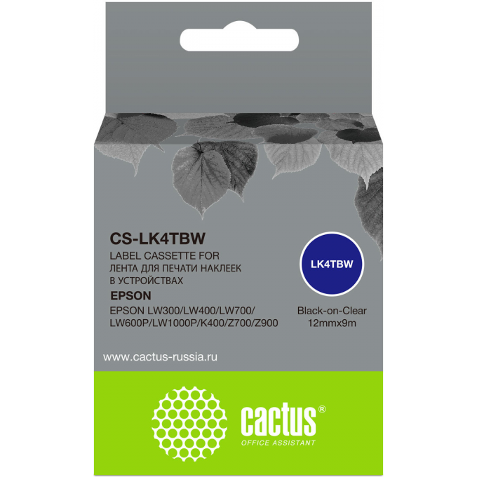 Картридж ленточный CACTUS для Epson LW300, LW400, LW700, LW600P, LW1000P, K400, Z700, Z900, черный cs-lk4tbw Картридж ленточный CACTUS для Epson LW300, LW400, LW700, LW600P, LW1000P, K400, Z700, Z900, черный cs-lk4tbw