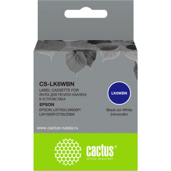 Картридж ленточный CACTUS CS-LK6WBN для Epson LW700, LW600P, LW1000P, Z700, Z900, черный Картридж ленточный CACTUS CS-LK6WBN для Epson LW700, LW600P, LW1000P, Z700, Z900, черный
