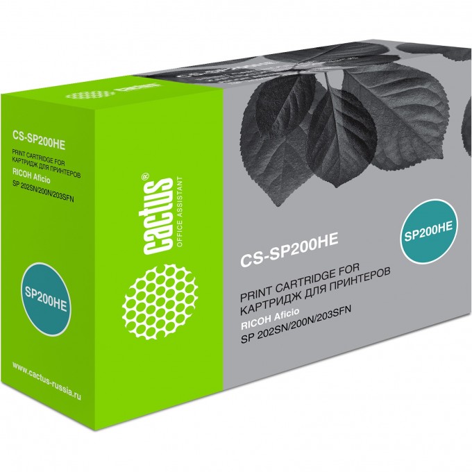 Лазерный картридж CACTUS (SP 200HS) для принтеров Ricoh Aficio SP 200, SP 200N, SP 200S, SP 202, SP 202SN, SP 203, SP 203SFN, SP 210, SP 212, SP 212W, черный, 2 600 стр. CS-SP200HE Лазерный картридж CACTUS (SP 200HS) для принтеров Ricoh Aficio SP 200, SP 200N, SP 200S, SP 202, SP 202SN, SP 203, SP 203SFN, SP 210, SP 212, SP 212W, черный, 2 600 стр. CS-SP200HE