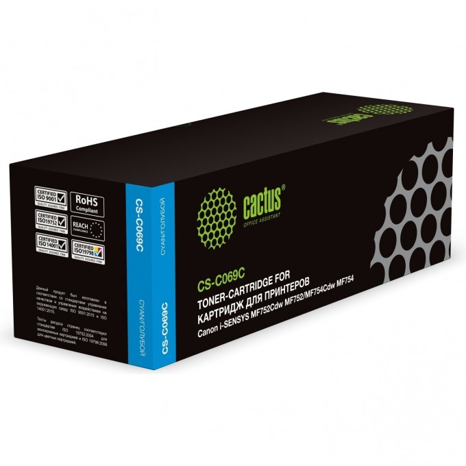 Лазерный картридж CACTUS 069H голубой для Canon i-Sensys MF752Cdw MF752, MF754Cdw MF754 (5'500 стр.) CS-C069HC Лазерный картридж CACTUS 069H голубой для Canon i-Sensys MF752Cdw MF752, MF754Cdw MF754 (5'500 стр.) CS-C069HC