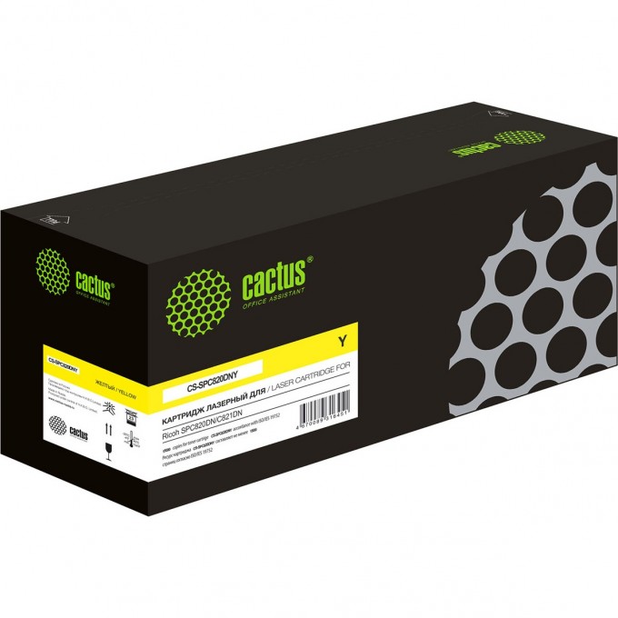 Лазерный картридж CACTUS (820119) для Ricoh SPC820DN, С821DN, желтый, 15 000 стр. CS-SPC820DNY Лазерный картридж CACTUS (820119) для Ricoh SPC820DN, С821DN, желтый, 15 000 стр. CS-SPC820DNY