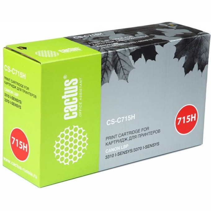 Лазерный картридж CACTUS (Cartridge 715H) для Canon LBP 3310 i-Sensys, 3370 i-Sensys, черный, увеличенной емкости, 7 000 стр. CS-C715H Лазерный картридж CACTUS (Cartridge 715H) для Canon LBP 3310 i-Sensys, 3370 i-Sensys, черный, увеличенной емкости, 7 000 стр. CS-C715H