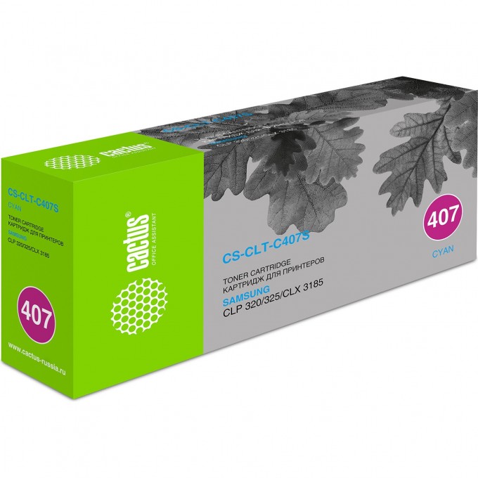 Лазерный картридж CACTUS (CLT-C407S) для Samsung CLP320, 320n, 325, 325w; CLX3180, 3180fn, 3180fw, 3185, 3185fw, 3185n, 3185fn, 3185w, голубой, 1 000 стр. CS-CLT-C407S Лазерный картридж CACTUS (CLT-C407S) для Samsung CLP320, 320n, 325, 325w; CLX3180, 3180fn, 3180fw, 3185, 3185fw, 3185n, 3185fn, 3185w, голубой, 1 000 стр. CS-CLT-C407S