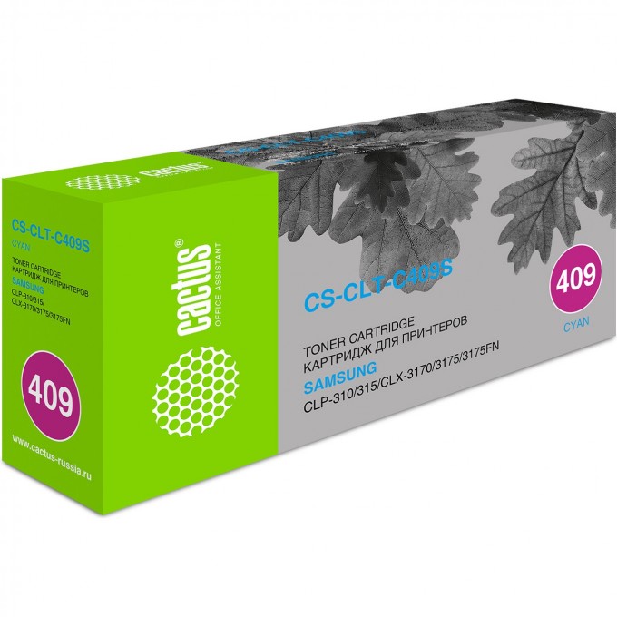 Лазерный картридж CACTUS (CLT-C409S) для Samsung CLP 310, 310n, 315, 315n, 315w; CLX 3170, 3170n, 3170fn, 3175, 3175fn, 3175fw, 3175n, голубой, 1 000 стр. CS-CLT-C409S Лазерный картридж CACTUS (CLT-C409S) для Samsung CLP 310, 310n, 315, 315n, 315w; CLX 3170, 3170n, 3170fn, 3175, 3175fn, 3175fw, 3175n, голубой, 1 000 стр. CS-CLT-C409S