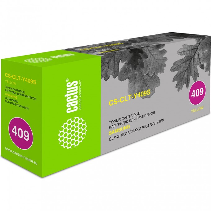 Лазерный картридж CACTUS (CLT-Y409S) для Samsung CLP 310, 310n, 315, 315n, 315w; CLX 3170, 3170n, 3170fn, 3175, 3175fn, 3175fw, 3175n, желтый, 1 000 стр. CS-CLT-Y409S Лазерный картридж CACTUS (CLT-Y409S) для Samsung CLP 310, 310n, 315, 315n, 315w; CLX 3170, 3170n, 3170fn, 3175, 3175fn, 3175fw, 3175n, желтый, 1 000 стр. CS-CLT-Y409S