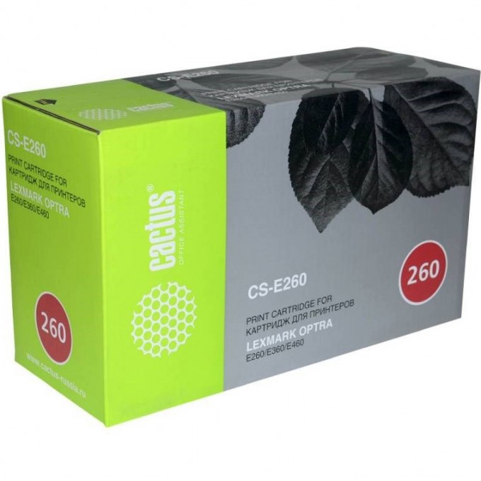 Лазерный картридж CACTUS (E260A21E) для Lexmark Optra E260, E260d, E260dn, E360, E360d, E360dn, E460, E460dn, E462dtn, черный, 3 500 стр. CS-E260 Лазерный картридж CACTUS (E260A21E) для Lexmark Optra E260, E260d, E260dn, E360, E360d, E360dn, E460, E460dn, E462dtn, черный, 3 500 стр. CS-E260