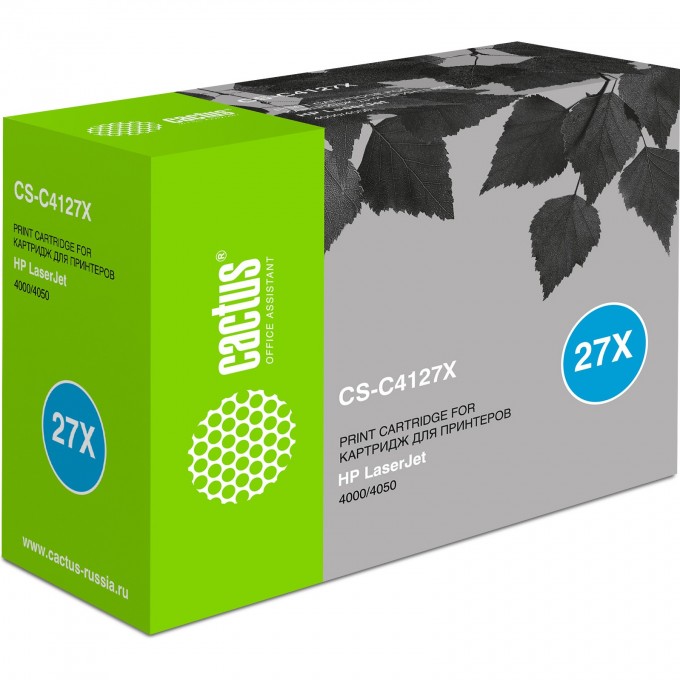 Лазерный картридж CACTUS (HP 27X) для HP LaserJet 4000, 4000n, 4000t, 4000tn, 4000se, 4050, 4050n, 4050t, 4050tn, 4050se, черный, увеличенной емкости, 10 000 стр. CS-C4127X Лазерный картридж CACTUS (HP 27X) для HP LaserJet 4000, 4000n, 4000t, 4000tn, 4000se, 4050, 4050n, 4050t, 4050tn, 4050se, черный, увеличенной емкости, 10 000 стр. CS-C4127X