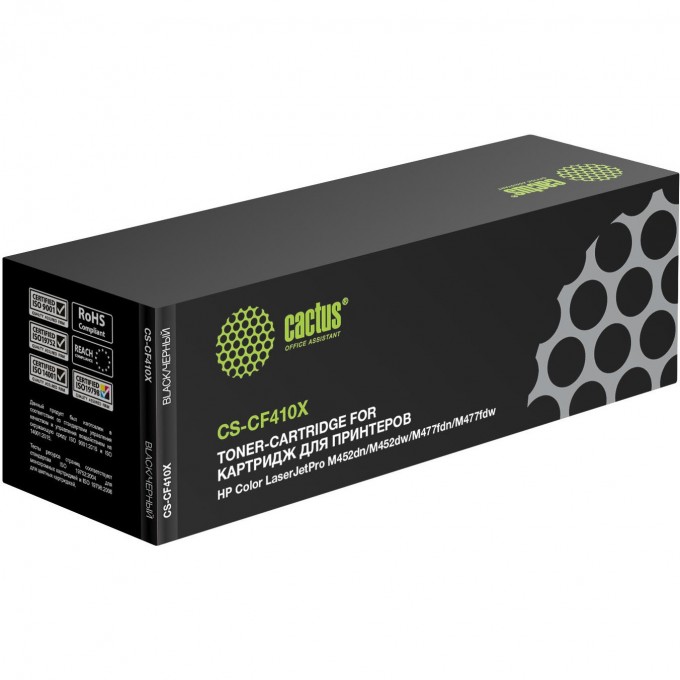 Лазерный картридж CACTUS (HP 410X) для HP Color LaserJet M377, M377dw (M5H23A), M452 Pro, M452nw Pro (CF388A), M477, M477fdn, M477fdw, M477fnw, черный, увеличенной емкости, 6 500 стр. CS-CF410X Лазерный картридж CACTUS (HP 410X) для HP Color LaserJet M377, M377dw (M5H23A), M452 Pro, M452nw Pro (CF388A), M477, M477fdn, M477fdw, M477fnw, черный, увеличенной емкости, 6 500 стр. CS-CF410X
