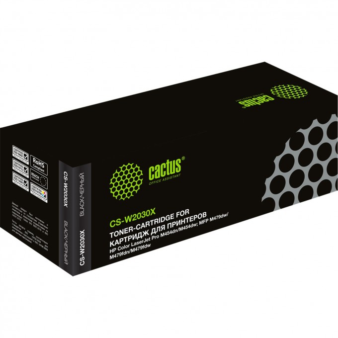 Лазерный картридж CACTUS (HP 415X) для HP Color LaserJet M454dn Pro, M454dw Pro, M479dw Pro MFP, M479fdn Pro MFP, M479fdw Pro MFP, M479fnw Pro MFP, черный, увеличенной емкости, 7 500 стр. CS-W2030X