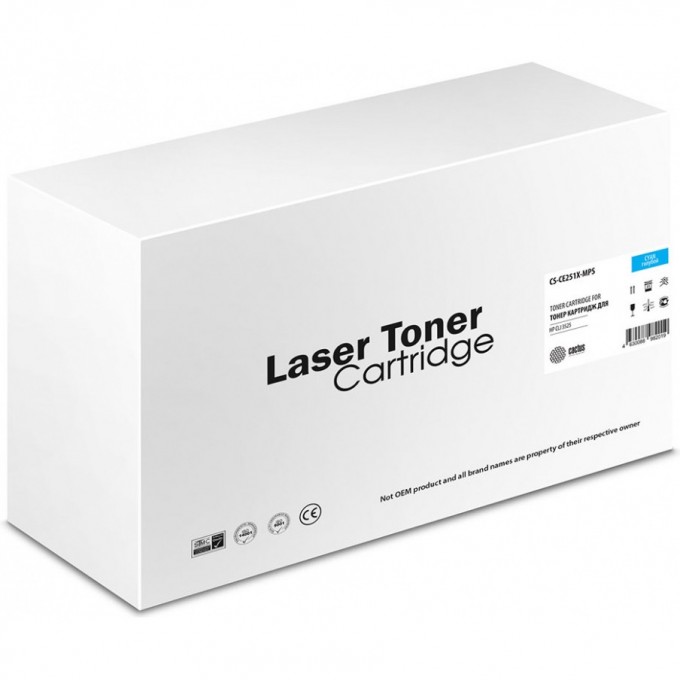 Лазерный картридж CACTUS (HP 504A) для HP Color LaserJet CP3525, CM3530, голубой, увеличенной емкости, 11 000 стр. CS-CE251X-MPS Лазерный картридж CACTUS (HP 504A) для HP Color LaserJet CP3525, CM3530, голубой, увеличенной емкости, 11 000 стр. CS-CE251X-MPS