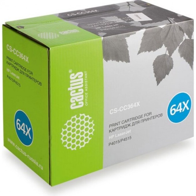 Лазерный картридж CACTUS (HP 64X) для HP LaserJet P4010, P4015, P4015dn, P4015n, P4015tn, P4015x, P4510, P4515, P4515n, P4515tn, P4515x, P4515xm, черный, увеличенной емкости, 24 000 стр. CS-CC364X Лазерный картридж CACTUS (HP 64X) для HP LaserJet P4010, P4015, P4015dn, P4015n, P4015tn, P4015x, P4510, P4515, P4515n, P4515tn, P4515x, P4515xm, черный, увеличенной емкости, 24 000 стр. CS-CC364X